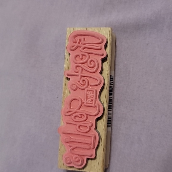 Ghost and Goblin Phrase Wooden Rubber Stamp - Picture 2 of 3